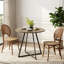 Table de salle à manger ronde 31,5 po pour petite cuisine, table ronde moderne sur pied central avec pattes en métal et plateau aspect bois, table de petit-déjeuner peu encombrante pour 2 à 4 personnes, appartements et coins douillets