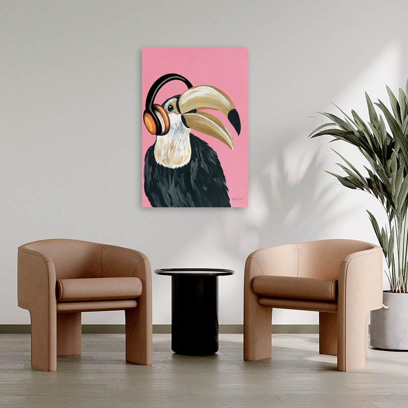 Wild I - animaux, oiseaux, casque noir, art, H 36 po x l 24 po