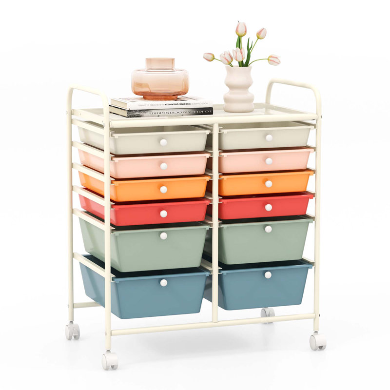 Niccolas 12 Drawer Storage Drawer with Locking Wheels, Macaron