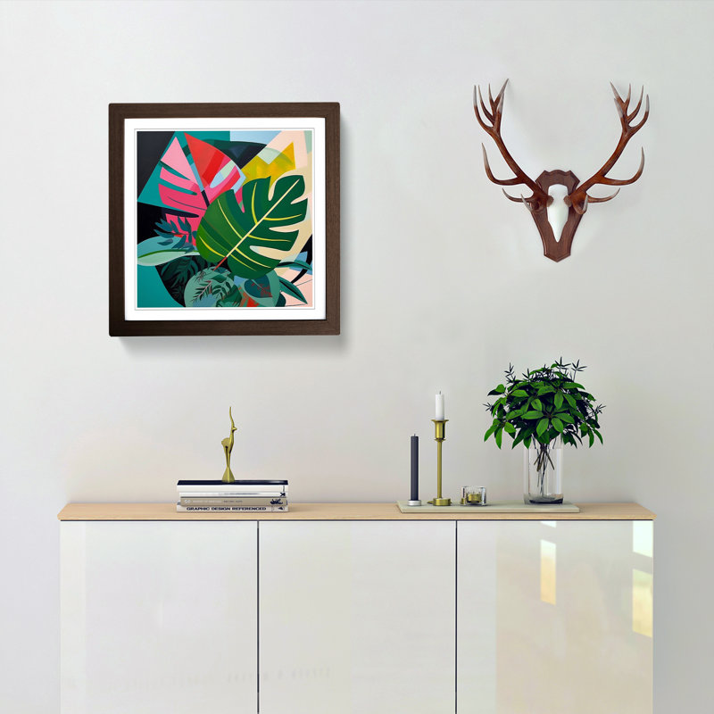 Tropical Leaf Suprematism No.6 - Framed Print, Walnut