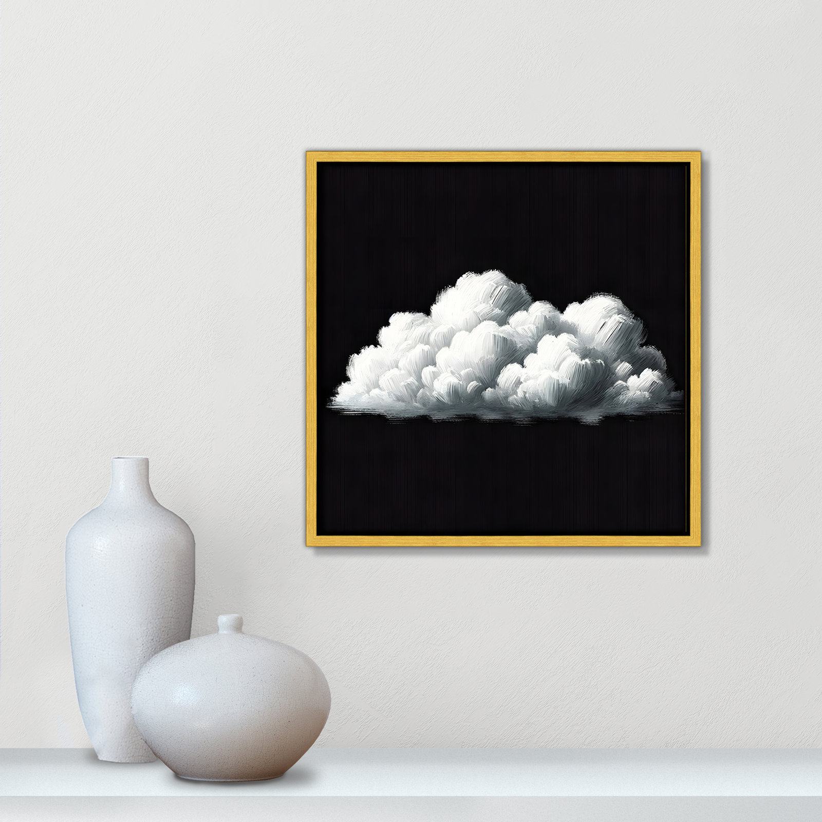 White Clouds Print by , 13.5" H x 13.5" W, Gold