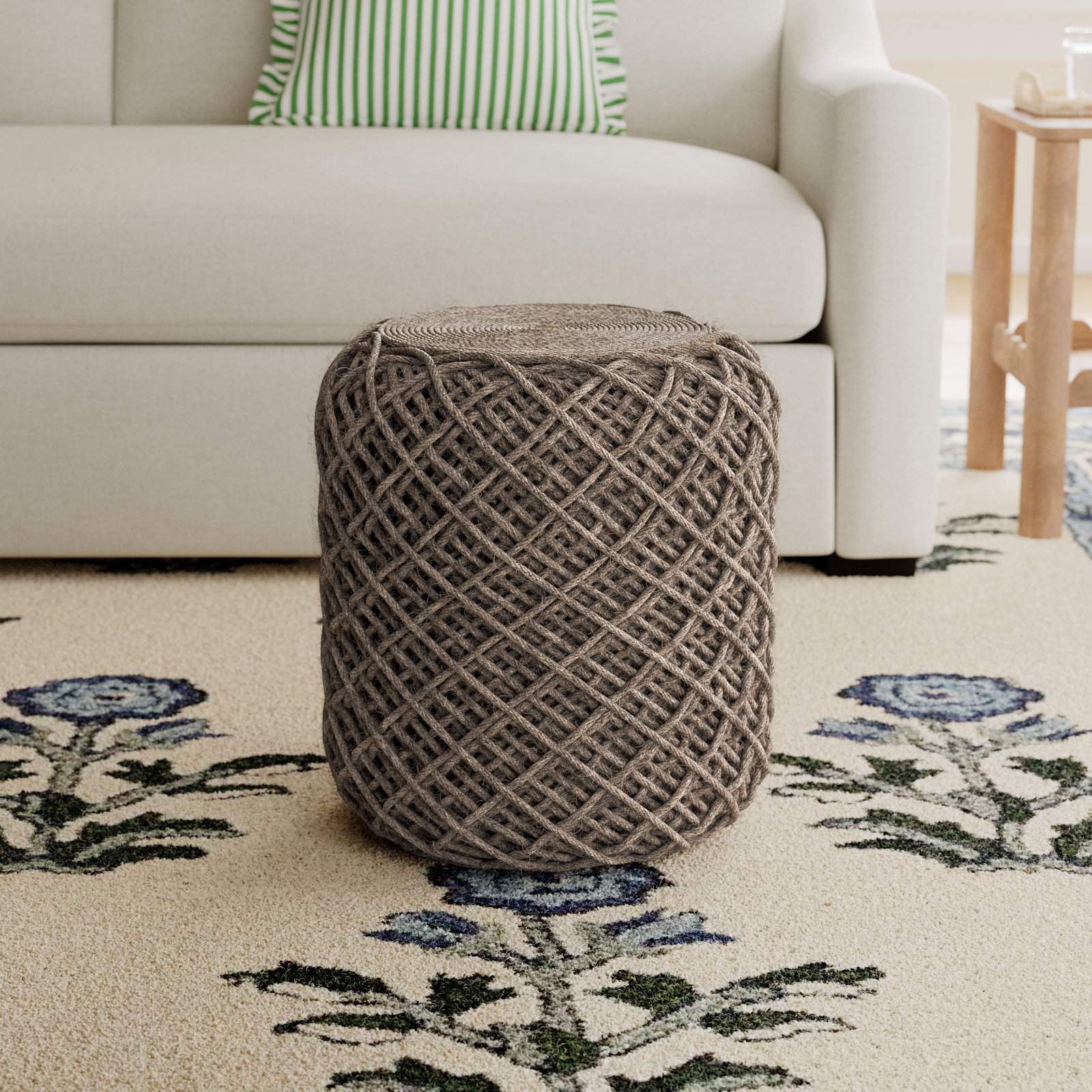 Rudolph 16" Pouffe, Brown