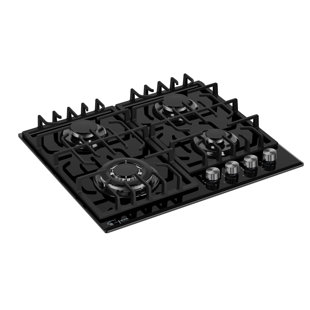 Plaque de cuisson encastrée 4 brûleurs au gaz sur fond noir en noir avec convertible LP, certifié CSA, Empava