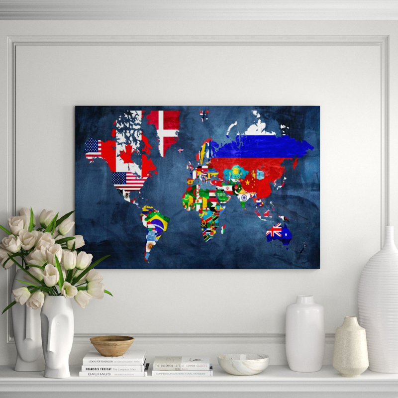 The World Print by Zoey Riley, Knife Gel, 30" H x 45" W x 1.5" D