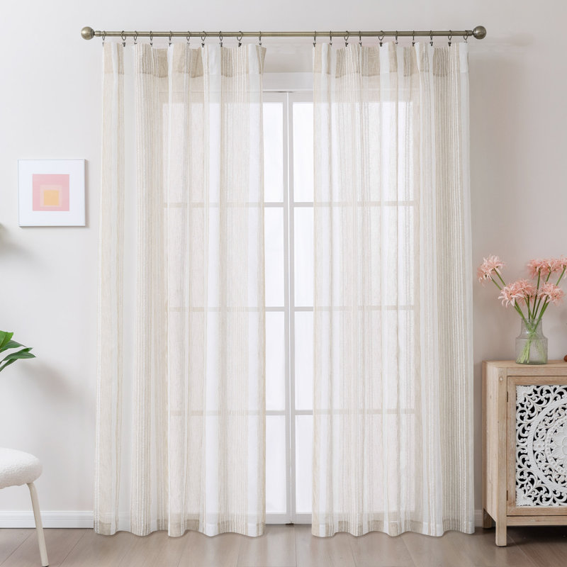 Paire de rideaux transparents avec passe-tringle Farmhouse, Taupe, L 52 po x H 84 po
