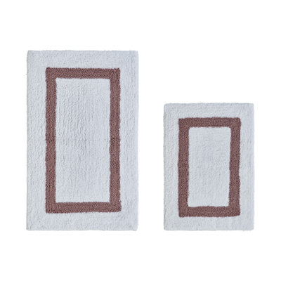 Ensemble de tapis pour salle de bain 2 pièces 100% coton 2370 g / m² Broshouse, tapis de salle de bain touffeté ultra moelleux, super absorbant certifié OEKO-TEX®, réversible, lavable à la machine, confort semblable au spa, blanc / rose