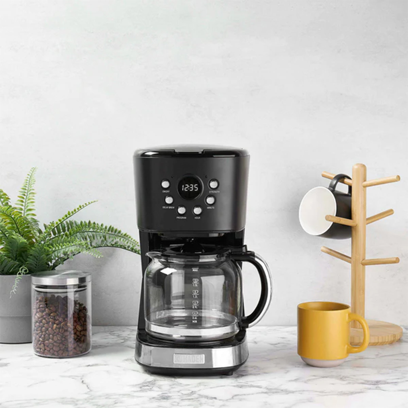 12 Cups Automatic Coffee Machine, Black