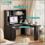 Bureau en L avec chargeur, bureau d'ordinateur avec tiroirs, bibliothèque, bureau d'angle moderne, bureau à domicile, bureau d'écriture en L, bureau d'ordinateur en fibre de carbone avec rangement, noir