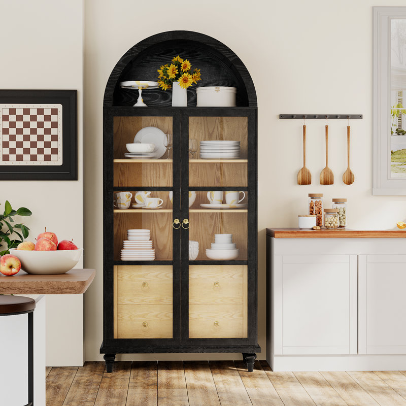 Armoire arquée, armoire de rangement moderne de 70 po de hauteur, garde-manger arqué