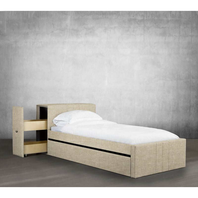 Lit matelot et capitaine avec lit gigogne en bois massif, Double, Beige