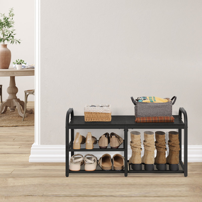 3-Tier Asymmetric Shoe Rack - Black