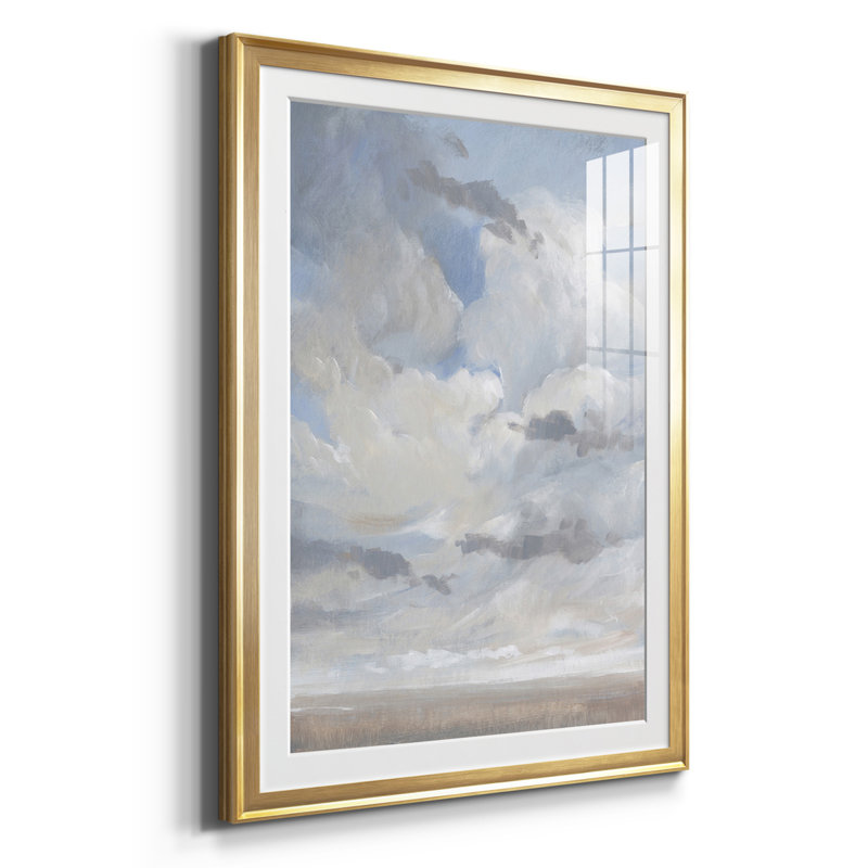 Bleu ciel I, reproduction encadrée de qualité supérieure - prête à être accrochée, H 42,5 po x l 91,5 po x P 1 po, Cadre doré