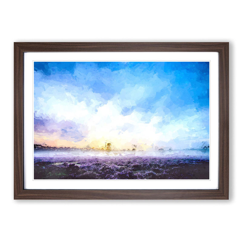 Field of Heather in the Netherlands - Picture Frame Graphic Art Print, Walnut, 35cm H x 50cm W x 2cm D