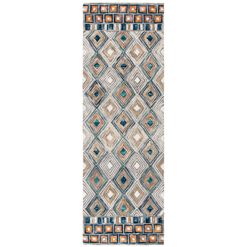 Deyoung Hand Tufted Wool Geometric Rug, Runner 2'3" x 7'