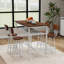 Ensemble de table de bar 3 pièces à hauteur de comptoir avec 2 tabourets pliables, support de rangement, plateau d'aspect bois et structure en acier, petit espace de salle à manger pour la cuisine, le salon, l’appartement-310936025-310936024