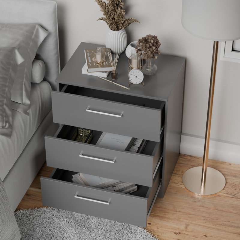 Ensemble de 2 commodes verticales 3 tiroirs Conteh - solution de rangement moderne, Gris