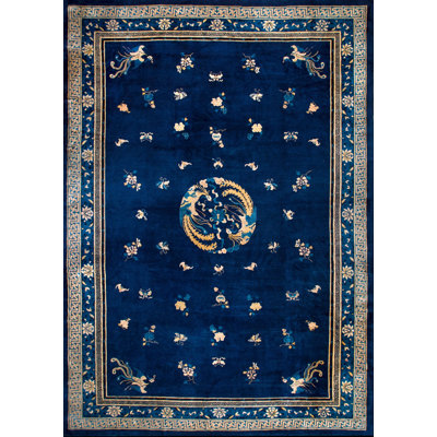 Tapis bleu antique chinois - Pékin chinois des années 1880