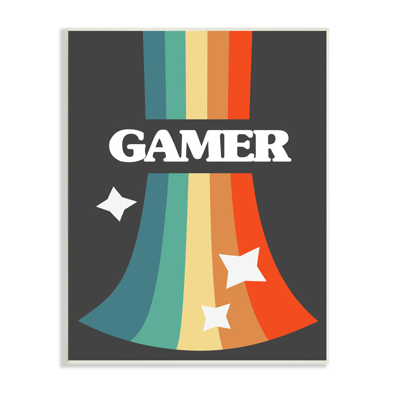 Vidéo de jeu vidéo rétro arc-en-ciel, Plaque de bois, H 15 po x l 10 po