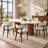  71" Oval Sintered Stone Dining Table with Brown Fluted Solid Wood Pedestals,  Modern Farmhouse Kitchen Table for 6 Persons, White Faux Marble Look Tabletop-1403364815-1575870213-1545476821