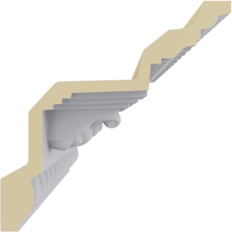 94.5" White Polyurethane Rosetta Crown Moulding
