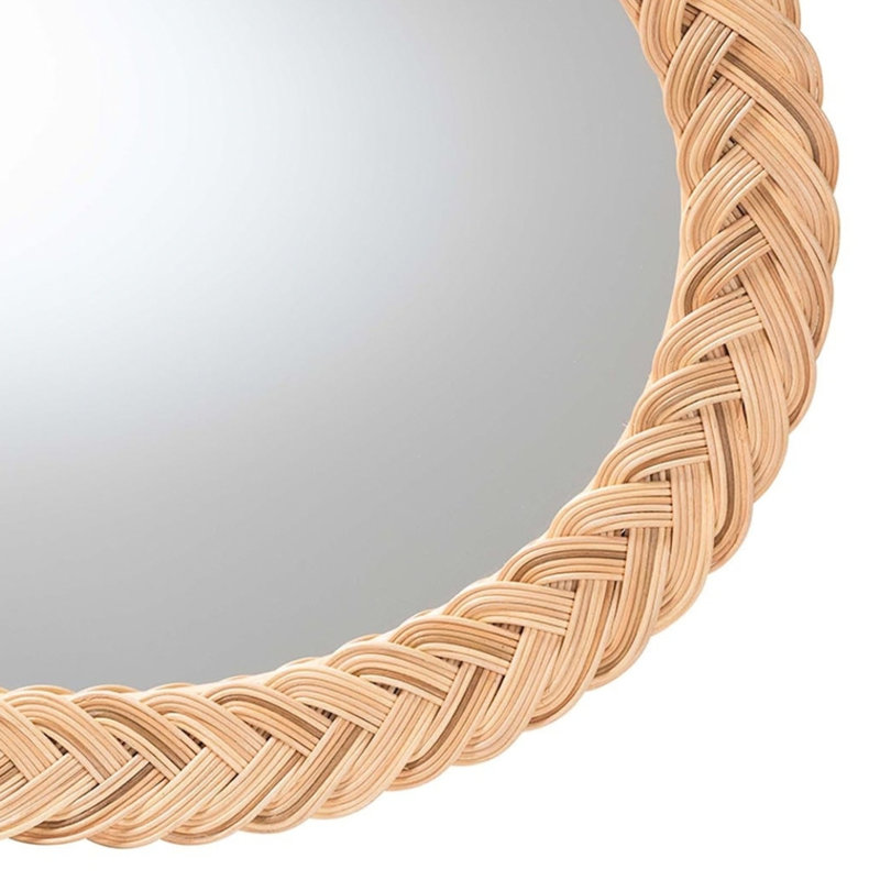 Natural Rattan Wall Mirror, 29.1" H x 37" W, Honey, Rattan