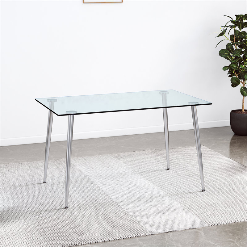 Table de salle à manger Jayceon, H 30 po x L 71 po x l 35,4 po, Argent argent