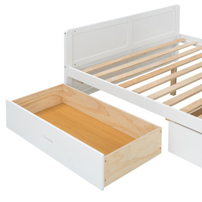 Full Over Full Bunk Bed With 2 Storage Drawers, Built In Armoires And Upholstered Guardrail