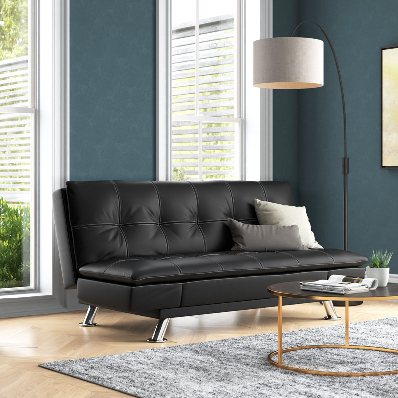 Upholstered 73'' Sofa, 17.5" H x 73" W x 46" D, Gray Faux Leather