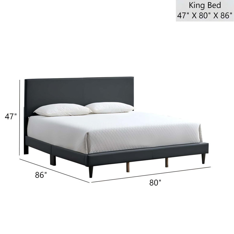Lit Baron (matelas non inclus), Noir, noir, noir, noir, Très grand lit