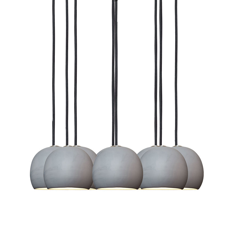 Lustre suspendu en argile et porcelaine, Noir, H 100 po
