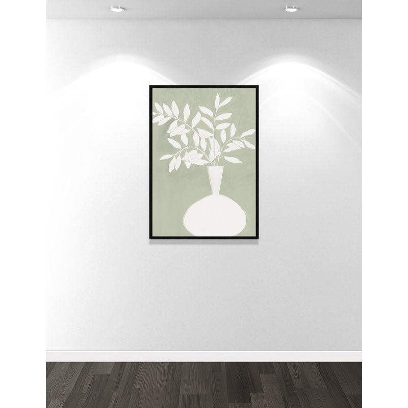 «Sage Vase II» par Aria K, L 29,5 po x H 41,5 po, Framed Print, Grain de bois noir