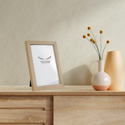 Cadre photo élégant, couleur naturelle, 5,9 po x 8,3 po | 100% plastique, largeur du cadre: 0,8 po | Parfait pour la décoration intérieure et les espaces de bureau, présentez vos souvenirs avec style et durabilité