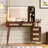 47" Vintage Makeup Vanity Desk With LED Mirror, 5 Storage Drawers & Adjustable Brightness, Dark Walnut-457882262