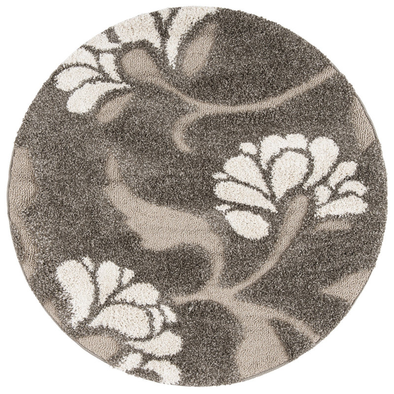 Chanhassen Shag Performance Floral Rug, Round 4'