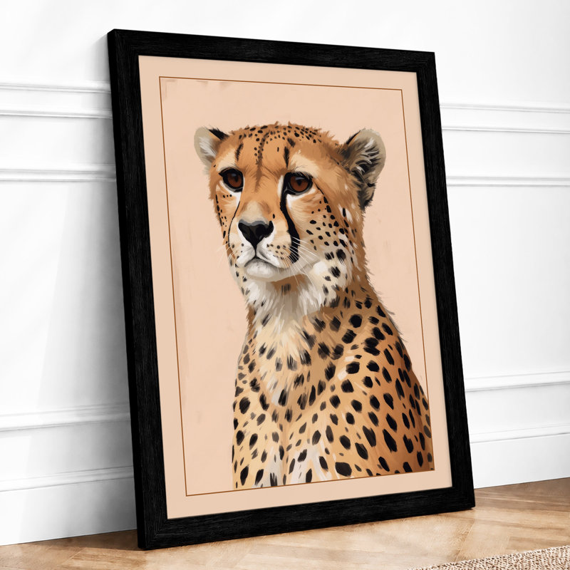 Cheetah's Gaze Realistic - Framed Print, A3 - 42.0 x 29.7 cm, Black