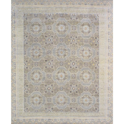 Khotan Hand-Knotted Taupe/Beige Wool Area Rug