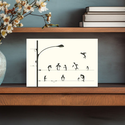 «Flying Penguin Dance», reproduction d'art minimaliste moderne, ludique, pingouin, architecture urbaine