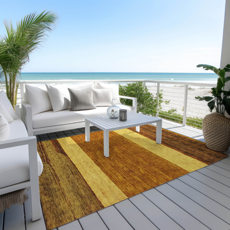 Tapis orange lavable intérieur / extérieur Chantissa - LOOMlan, 10 pi x 14 pi