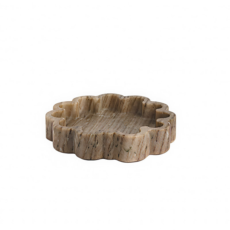 Plateau en marbre nervuré Montana Montana, L 7,7 po x P 7,7 po x H 1,55 po