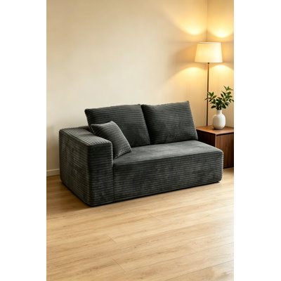 59" Cloud Couch Sectional With Deep Seat & Plush Corduroy Fabric, No Assembly Needed Upholstered Couches For Living Room, Bedroom