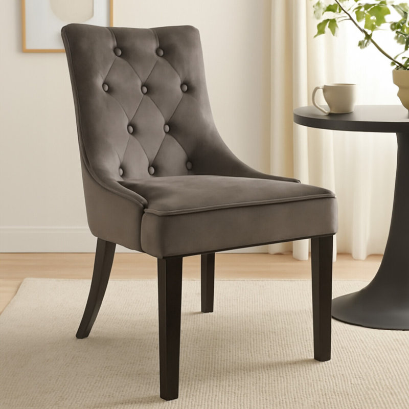 Moultrie 124.46cm H Tufted Polyester Blend Upholstered Side Chair, Grey