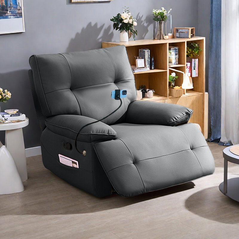 Fauteuil inclinable multifonctionnel en similicuir Quanasia, Gris