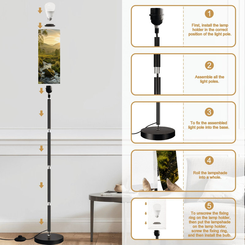 Lampe sur pied Serene Sunrise Rolling Hills Flowing Stream Greenery Dimmable Modern