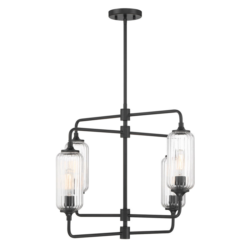 Nunley 4-Light Chandelier , Matte Black, 20.25" H x 26" W x 26" D