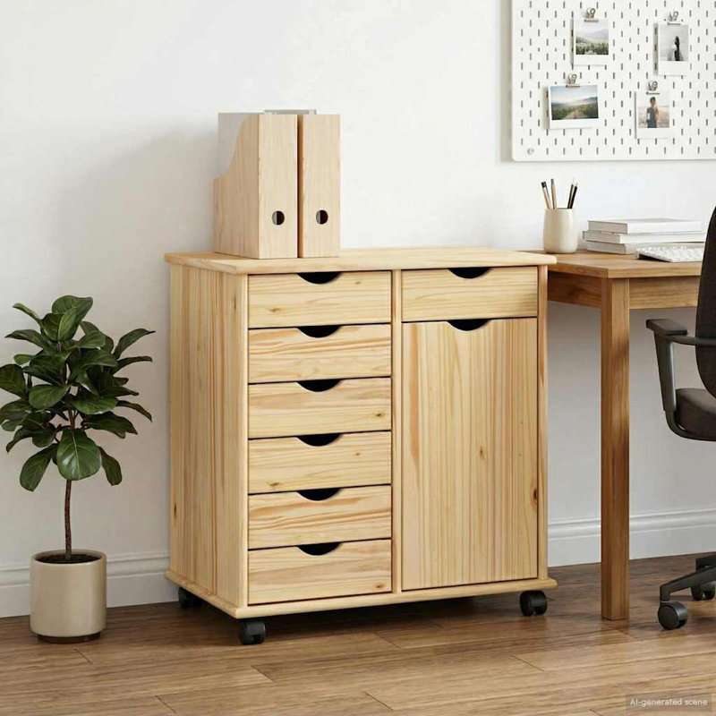 63.5 cm W 7 -Drawer Solid Wood Filing Cabinet