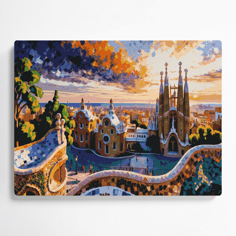 Art mural mauve, villes, Barcelone, Espagne, H 132 po x l 168 po x P 0,05 po