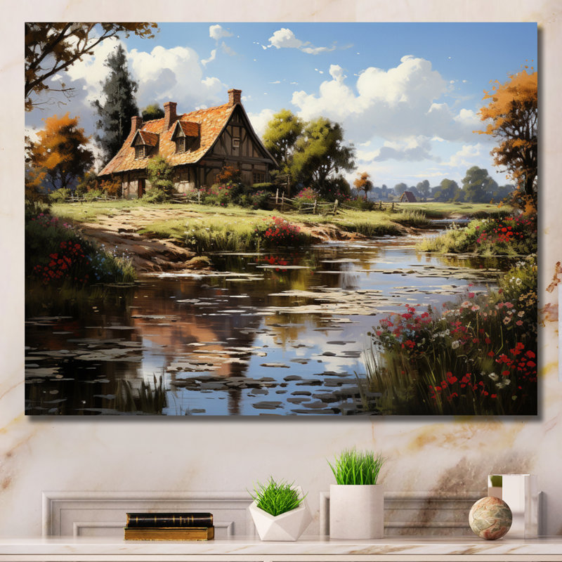 Danemark, campagne, idylle sur toile, H 34 po x l 44 po x P 1,5 po, Toile tendue