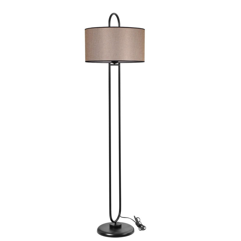 Luro Elegant Floor Lamp, 100% Metal, 67.0 in Tall | Shade: 17.7 in Dia x 9.4 in H | Stylish Beige, Black & Bronze Finish | E27 Socket (Max 60W) | Perfect for Living Room, Bedroom, and Office Decor, Durable Oven Dried Paint