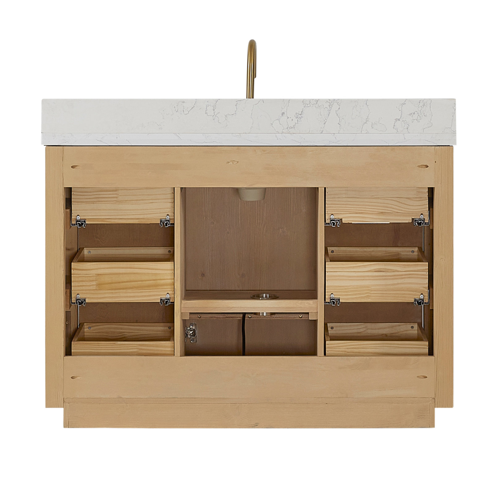 Adela 48'' Single Bathroom Vanity, White, Gold, Brown