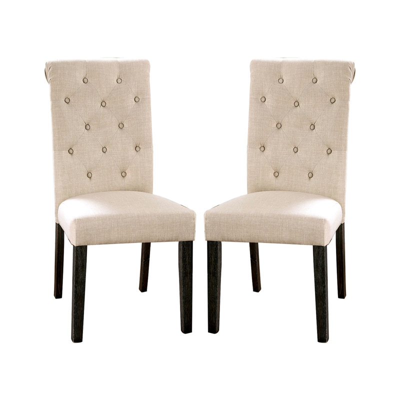 Paire de chaises de salle à manger rembourrées en tissu